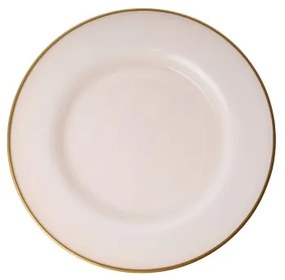 Servizio di piatti 18 pezzi, beige con dettagli dorati, in porcellana