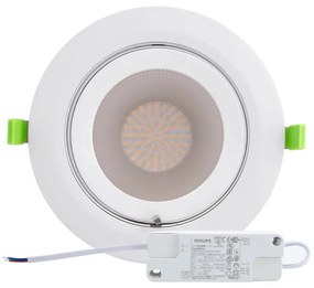 Faro LED da Incasso 44W Orientabile Rotondo Foro Ø210mm Bianco - Philips Certadrive 140lm/W Colore Bianco Naturale 4.000K
