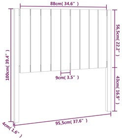 Testiera per Letto Bianca 95,5x4x100 cm Legno Massello di Pino