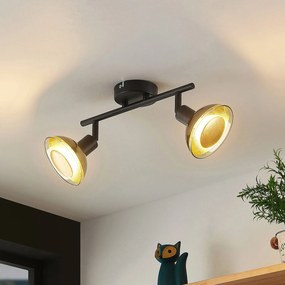 Lindby fatto da soffitto Erin, nero/oro, a 2 luci, vetro