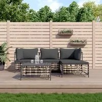 Set Divani da Giardino 4 pz con Cuscini Antracite in Polyrattan 3186741