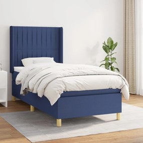 Giroletto A Molle Con Materasso Blu 90x190 Cm İn Tessuto /