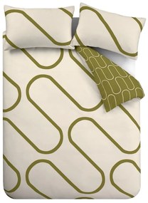 Set copripiumino e federa color kaki e beige per letto matrimoniale e per letto esteso 230x220 cm Linear Curve – Catherine Lansfield
