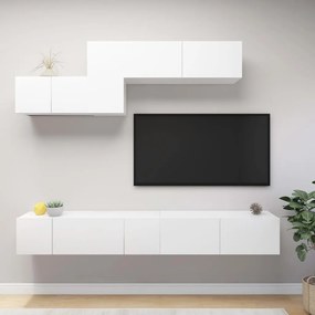 Set Di Mobili Porta Tv 6 Pz Bianco İn Legno Multistrato /