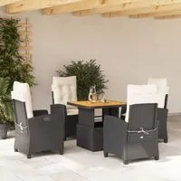 Set da Pranzo da Giardino 5 pz Nero con Cuscini in Polyrattan 3277374