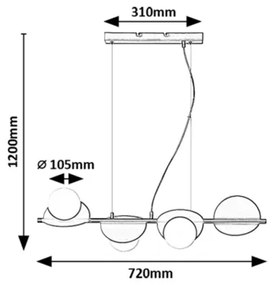 Rabalux 72225 - Lampadario a sospensione con filo JULES 4xG9/5W/230V