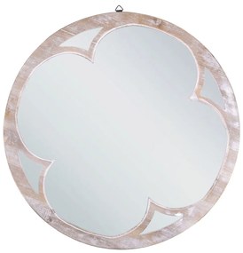 Specchio da parete legno chiaro e bianco ø 60 cm MONCLOVA Beliani