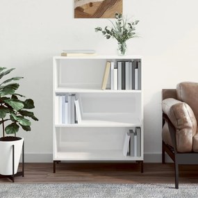 Libreria bianco lucido 69,5x32,5x90 cm in legno multistrato