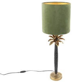 Lampada da tavolo Art Déco con paralume in velluto verde 25 cm - Areka