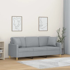 Divano A 3 Posti Con Cuscini Grigio Chiaro 180 Cm İn Tessuto /
