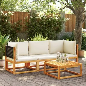 Set divano da giardino 3pz con cuscini legno massello di acacia