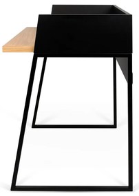 Scrivania nera con dettagli in legno di quercia Volga - TemaHome