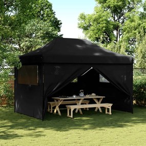 Tendone Per Feste Pieghevole Pop-up Con 4 Pareti Nero /