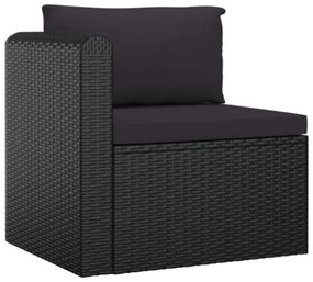 Set Divani da Giardino 8 pz con Cuscini in Polyrattan Nero