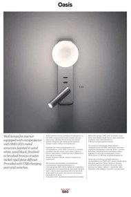 Redo 01-2994 - Applique a parete LED OASIS LED/3W/230V+1xG9/10W USB CRI 90 nero