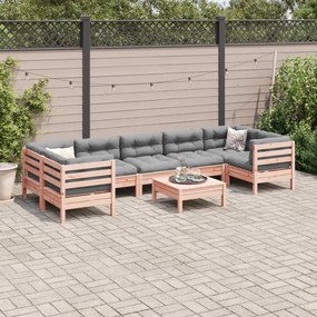 Set divani da giardino 8 pz con cuscini massello abete douglas