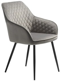Sedia da pranzo grigio chiaro in imbottito con braccioli Milton – Unique Furniture