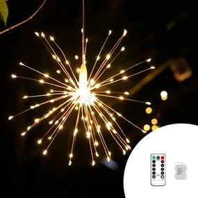 Fuochi d&#8217;artificio Led Ciuffo 40 fili luminosi 120 Microled IP65 Bianco Caldo 3000K a batteria Wisdom