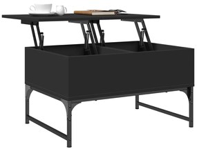 Tavolino da salotto nero 70x50x40 cm legno multistrato metallo