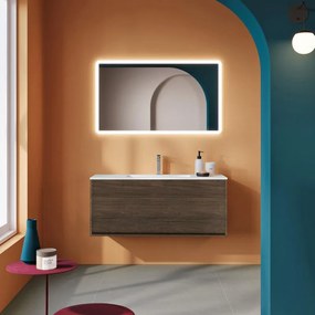 Mobile da bagno sospeso sotto lavabo L 120 x H 32 x P 48 cm noce satinato, 1 cassetto SENSEA Neo Frame