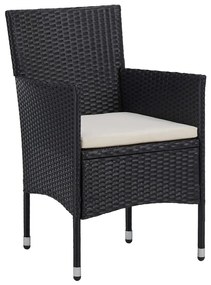 Set da Pranzo per Giardino 5 pz in Polyrattan Nero