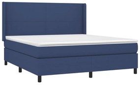 Letto a molle con materasso e led blu 160x200 cm in tessuto