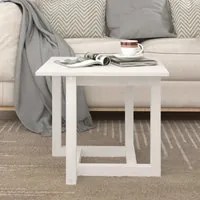 Tavolino da Salotto Bianco 50x50x45 cm Legno Massello di Pino 822173