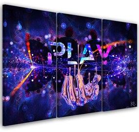 Quadro su tela 3  pannelli, Neon con il gioco dell'iscrizione  Dimensioni 120x80