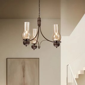 Brilagi - LED Lampadario a sospensione con catena COTTAGE 3xE14/40W/230V marrone