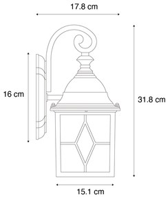 Lanterna da parete per esterni romantica argento antico - London