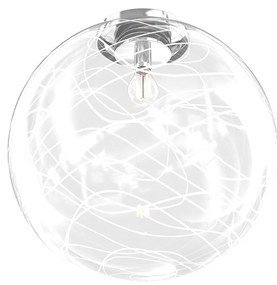 Plafoniera Contemporanea Moon Metallo Cromo Vetro Bianco 1 Luce E27 D.40Cm