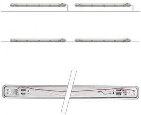 Plafoniera IP65 per 1 tubi LED 150cm – Stagna - (alimentazione Unilaterale) Plafoniera  per 1 tubo LED da 150cm