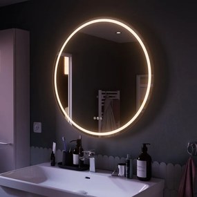 Specchio con illuminazione integrata bagno tondo SENSEA L 80 x H 80 x P 3 cm grigio / argento