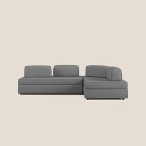 Liberty divano angolare con pouf estraibile e schienali movibili in tessuto morbido impermeabile T02