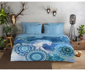 Biancheria da letto blu in flanella per letto singolo 140x200 cm Lumi – HIP