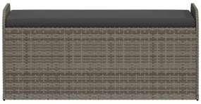Cassapanca con Cuscino Grigia 115x51x52 cm in Polyrattan