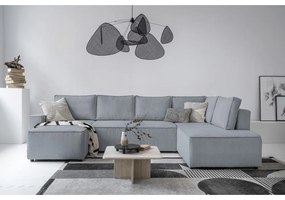 Divano letto angolare in velluto a coste grigio chiaro Brave Dave - Miuform