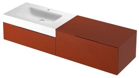 Mobile sottolavabo e lavabo Ginevra rosso siena L 170 x H 36 x P 51 cm