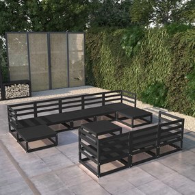 Set divani da giardino 11 pz in legno massello di pino