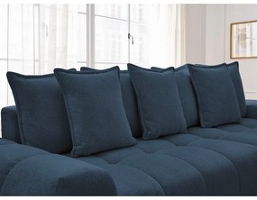 Divano angolare blu scuro allungabile e con contenitore (penisola a destra/chaise lounge) con rivestimento in ciniglia Everest – Bobochic Paris