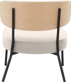 Poltrona in velluto crema con poggiapiedi Jerry - Støraa