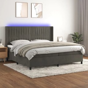 Letto A Molle Con Materasso E Led Grigio Scuro 200x200 Cm /