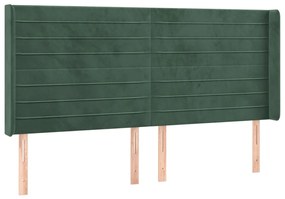 Letto a Molle con Materasso e LED Verde Scuro 200x200cm Velluto