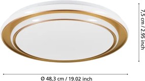 Eglo 902045 - Plafoniera LED MOSCHELLA LED/36W/230V, Ø 49 cm, finitura oro