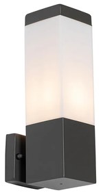 Lampada da parete moderna per esterni grigio scuro con opale - Malios