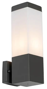 Lampada da parete per esterni moderna grigio scuro con opalina - Malios