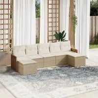 Set Divani da Giardino 7 pz con Cuscini Beige in Polyrattan 3227913