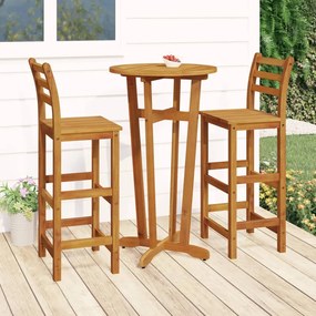 Set Da Bar Da Giardino 3 Pz İn Legno Massello Di Acacia /