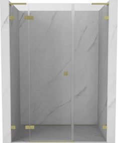 Mexen Lunar L porta doccia apribile sinistra 120 cm, trasparente, oro spazzolato - 834SL-120-050-55-00-L