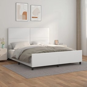 Giroletto Con Testiera Bianco 160x200 Cm İn Similpelle /